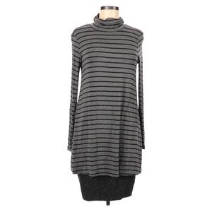 Bailey‎ 44 Long Sleeve Dress Size M Black Gray Striped Turtleneck Fitted Skirt
